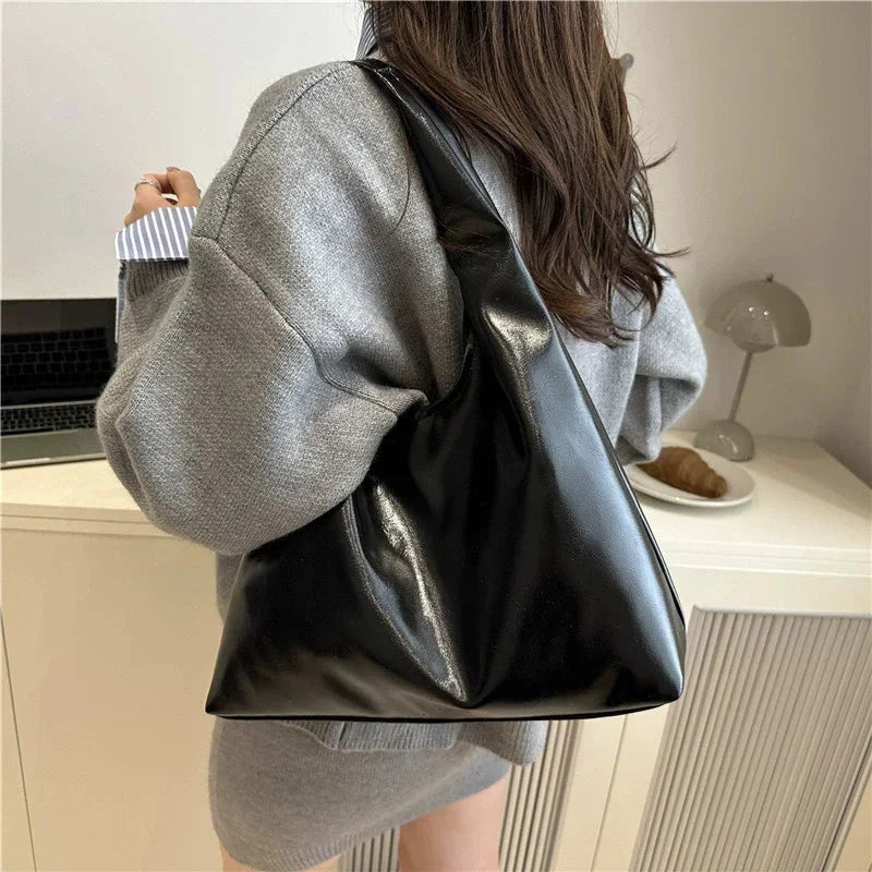 Large Capacity PU Leather Hobo Retro Red Bags Autumn Winter Shoulder Bag for Women 2025 New Trend Y2K Handbags and Purses Tote Women Treasure Bags Store