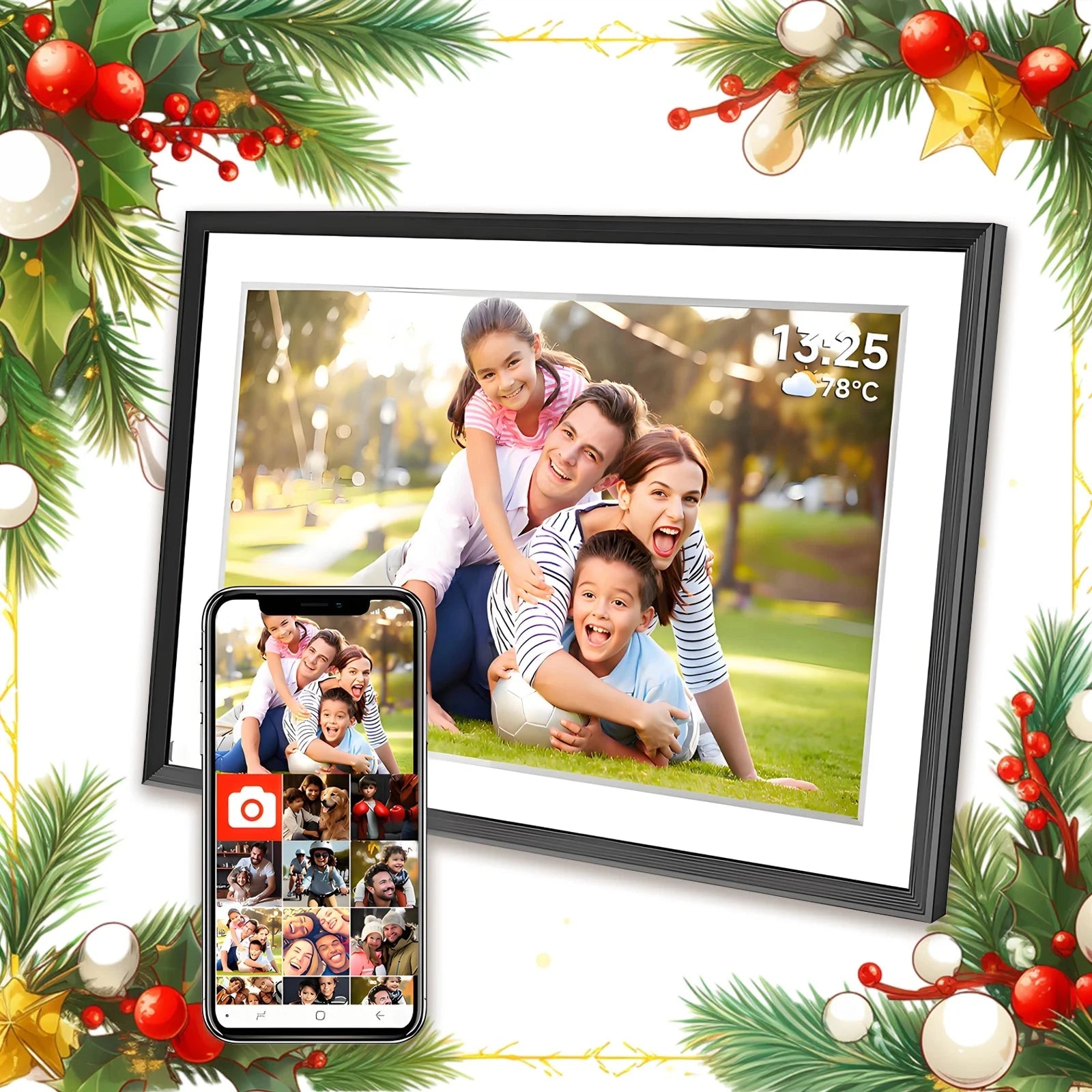 Christmas Gift Frameo 10.1 Inch WiFi Digital Picture Frame，1280 * 800IPS HD Cloud Smart Digital Photo Frame,32GB Storage, Wingmarg Store