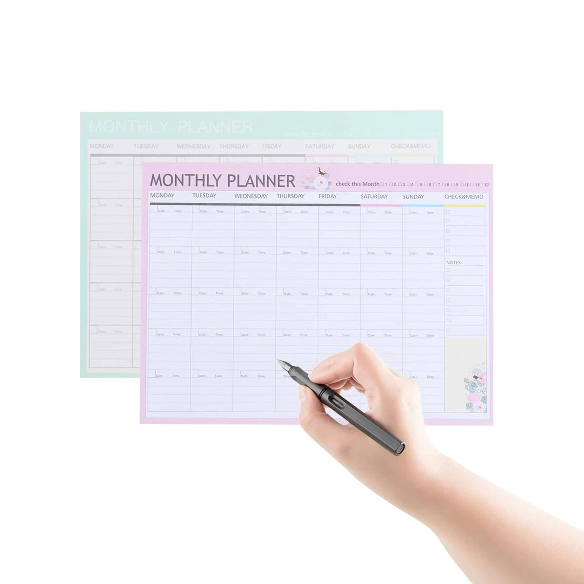 12 Months Monthly Planner Schedule Notebook Agenda Desk Calendar With Animal Flower Pattern Weekly Plan Memo Pad Random Color NextGear Store