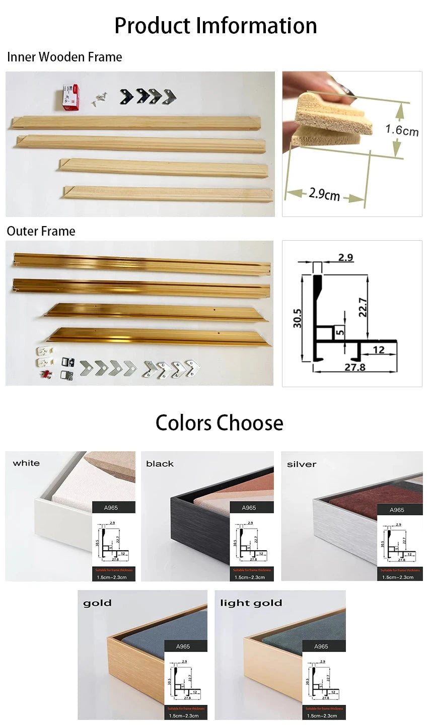 DIY Aluminum Metal Frame, Picture Modern Painting Frame, And Inner Wooden Diy Frame , 2PCS Together Frames, Oil Painting Frame Shop5103029 Store