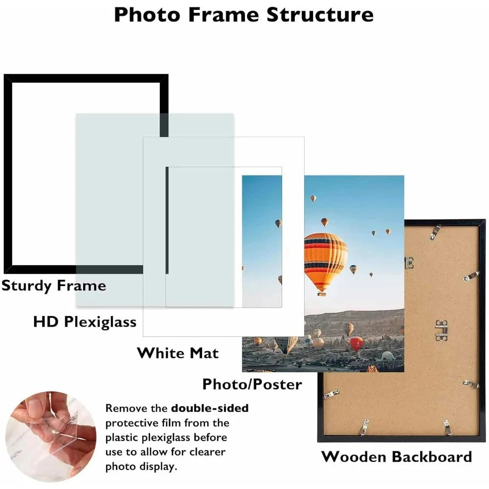 11x14 Picture Frame with 8x10 Mat, Display Photo 8x10 with Mat or 11 x 14 Without Mat, Wall Hanging Large Frame with Shatter Yoaking Great Store