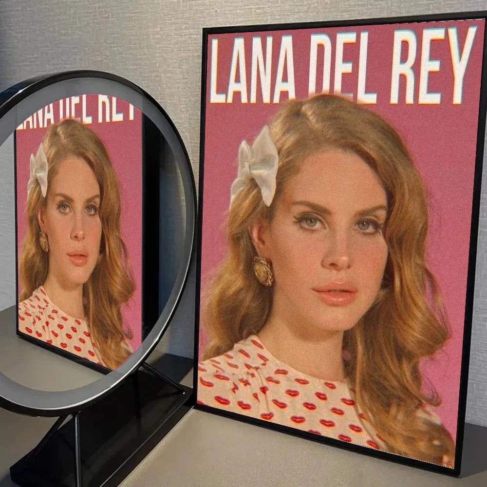 1pc Black And Pink Lana Del Rey Poster Self-adhesive Art Waterproof Paper Sticker Coffee House Bar Room Wall Decor Shop1104339945 Store