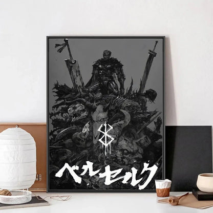 B-Berserk Japanese Anime Poster No Framed Poster Kraft Club Bar Paper Vintage Poster Wall Art Painting Bedroom Study Stickers LK034 Store