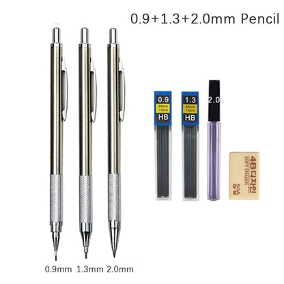 0.3 0.5 0.7 0.9 1.3 2.0mm Mechanical Pencil Set Full Metal Art Drawing Painting Automatic Pencil with Leads Office School Supply MROOFUL Official Store