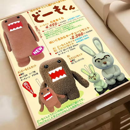 Cute Domo-Kun Classic Movie Poster HD Art Sticky Wall Waterproof Home Living Room Bedroom Bar Aesthetic Decoration YSQ Gift 02 Store