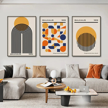 Mid Century Modern Bauhaus Abstract Geometric Posters Wall Art Canvas Painting Prints Pictures Gallery Living Room Interior Home YOUR COZY HOME Store