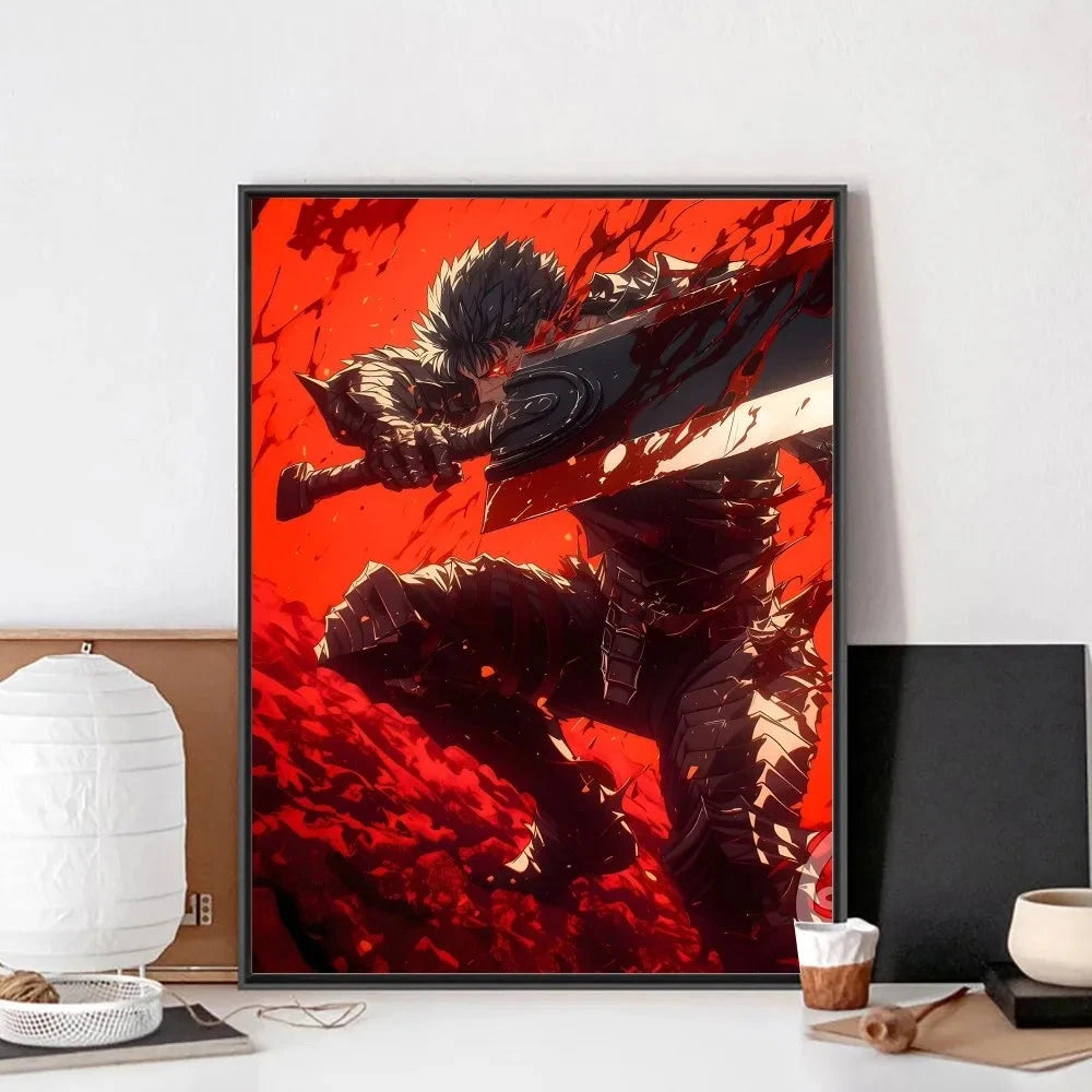 B-Berserk Japanese Anime Poster No Framed Poster Kraft Club Bar Paper Vintage Poster Wall Art Painting Bedroom Study Stickers LK034 Store