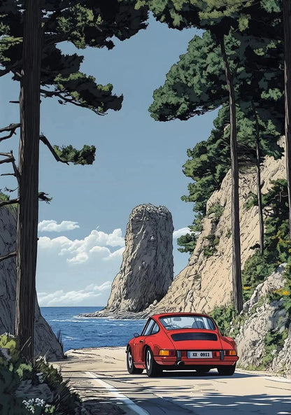 Classic Porsche 911 Alpine Drive Poster Retro Alpine Trip Cartoon Prints Canvas Painting Wall Art Picture Home Living Room Decor Shop1103250243 Store