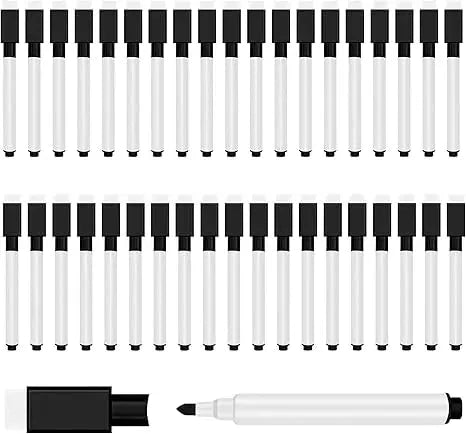 25Pcs Black Dry Erase Markers with Eraser Cap White Board Mini Dry erase Markers for Office School Supplies ANSTROUT Store