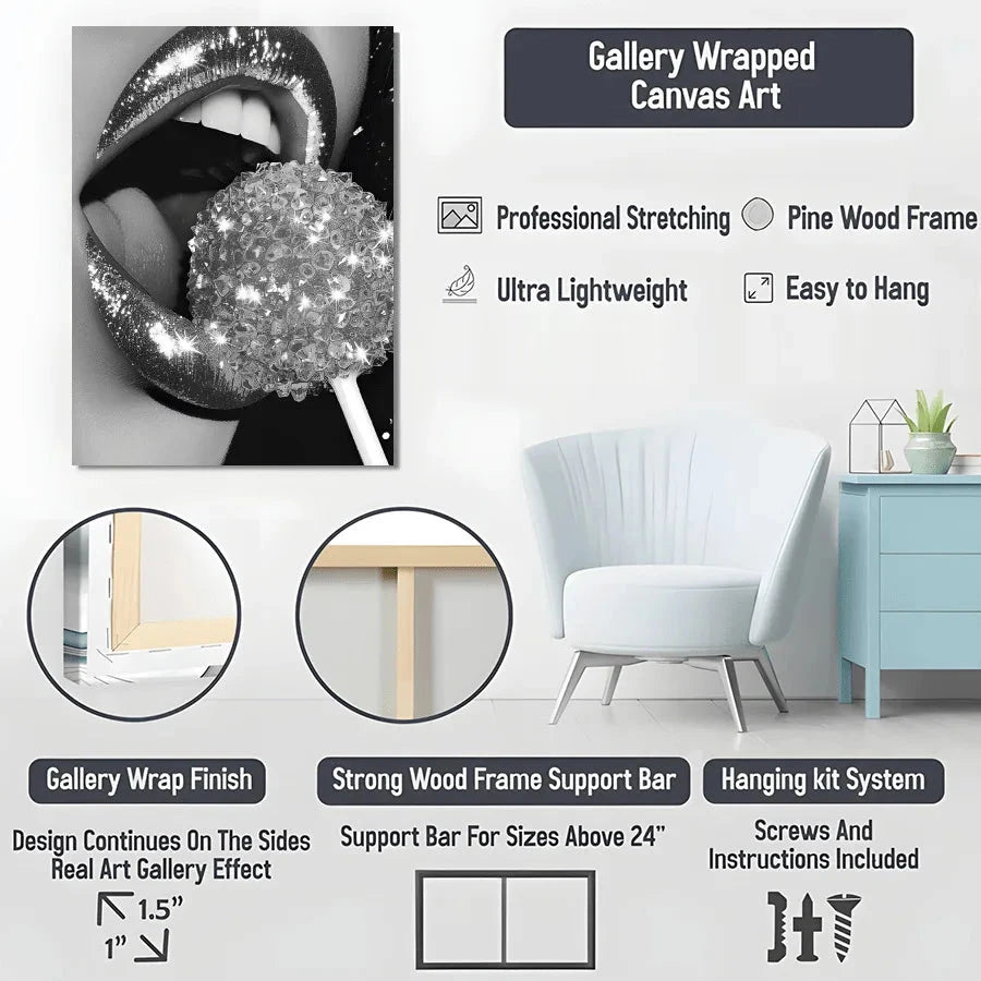 1Pc Framed Canvas Poster | Glitter Glam Wall Art | Sparkling Aesthetic Canvas Painting, Ready-to-Hang | Ideal Gift Iron Art Crafts Factory Store