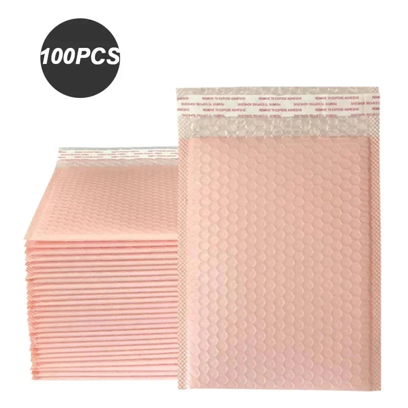 100Pcs Bubble Envelope Self Seal Pink Shipping Packaging Packing Bag Small Business Supplies Mailer Delivery Package Bags Office JF Office Supplies Store