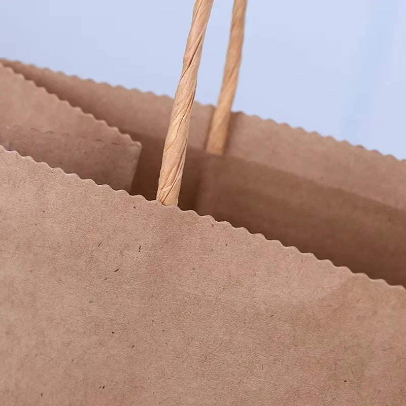 10/25/50pcs/lot Kraft Paper Bag with Handles Gift Packing Bags for Store Clothes Wedding Christmas Supplies Handbags Shop1104188054 Store