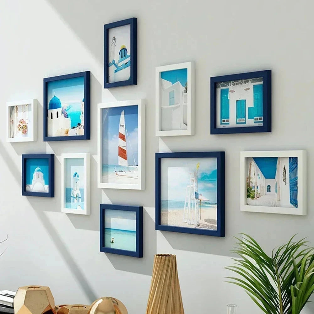 Living Room Photo Frame 11PCS American Wall Combination Wooden Hanging Picture Frame Creative Restaurant Home Decoration Marvellous Life Household Store