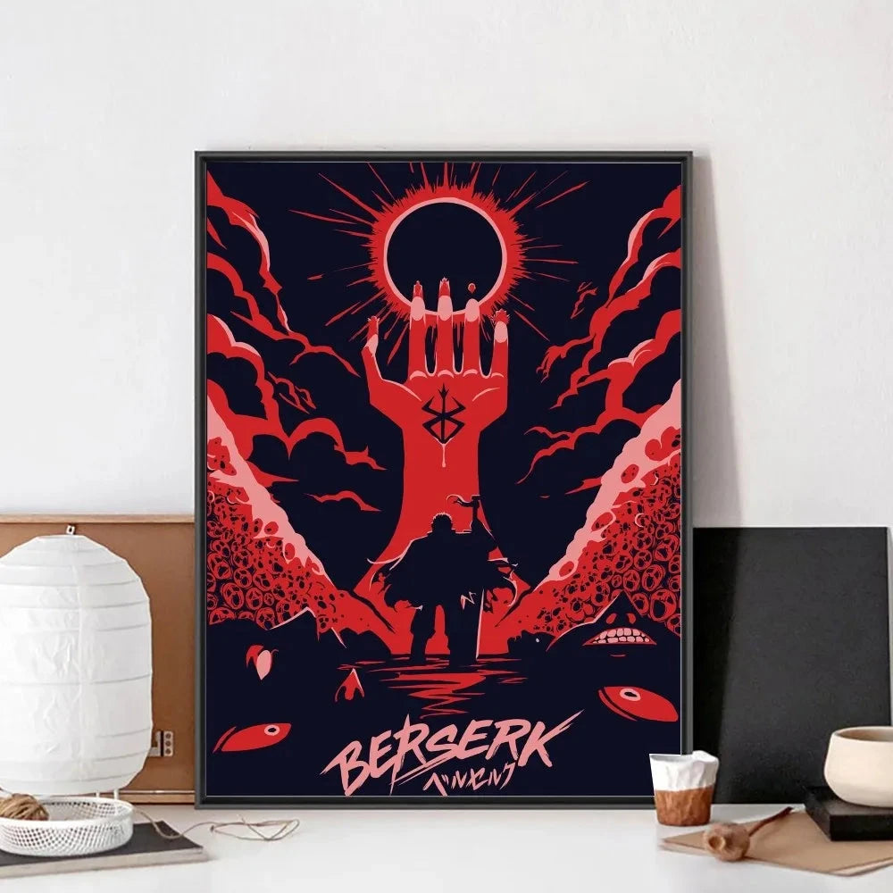B-Berserk Japanese Anime Poster No Framed Poster Kraft Club Bar Paper Vintage Poster Wall Art Painting Bedroom Study Stickers LK034 Store