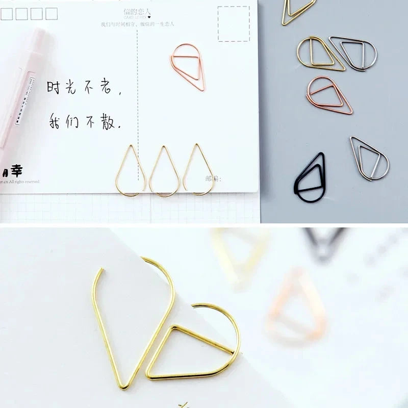 30/50pcs Paper Clip Mini Heart Gold Rose Gold Color Clip Bookmark Binder Office Accessories Paper Binder Clips Patchwork Clip Xianxin Stationery Store