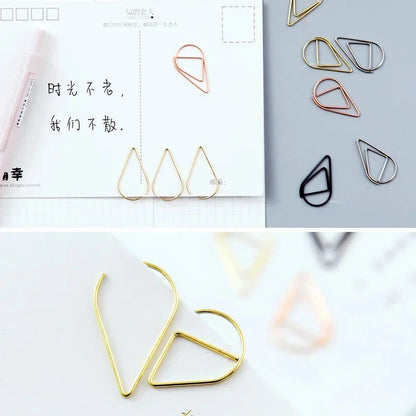 30/50pcs Paper Clip Mini Heart Gold Rose Gold Color Clip Bookmark Binder Office Accessories Paper Binder Clips Patchwork Clip Xianxin Stationery Store