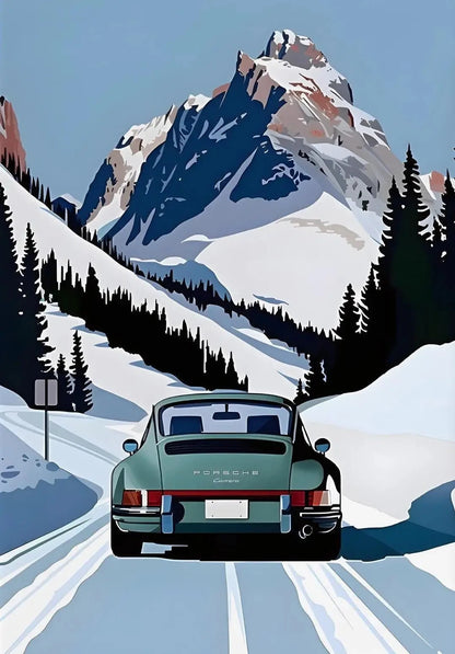 Classic Porsche 911 Alpine Drive Poster Retro Alpine Trip Cartoon Prints Canvas Painting Wall Art Picture Home Living Room Decor Shop1103250243 Store