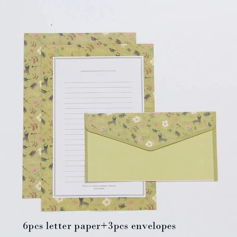 9pcs Cute Envelopes Set Kawaii Letter Pads DIY Postcard Wedding Invitation Card Paper Cover Korean Stationery Office Supplies Sun4rising Stationery Store