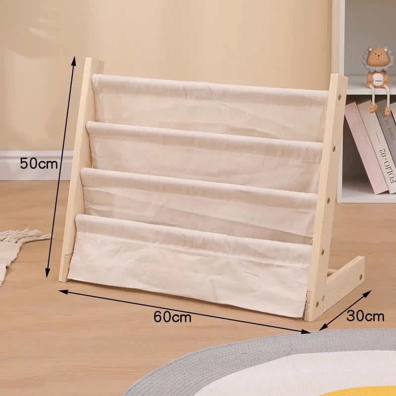 Solid Wood Children Bookshelf Multi-Layer Movable Shelf for Kids Storage Floor Standing Bookshelf Picture Book Rack Bookcase HowardHOME Store