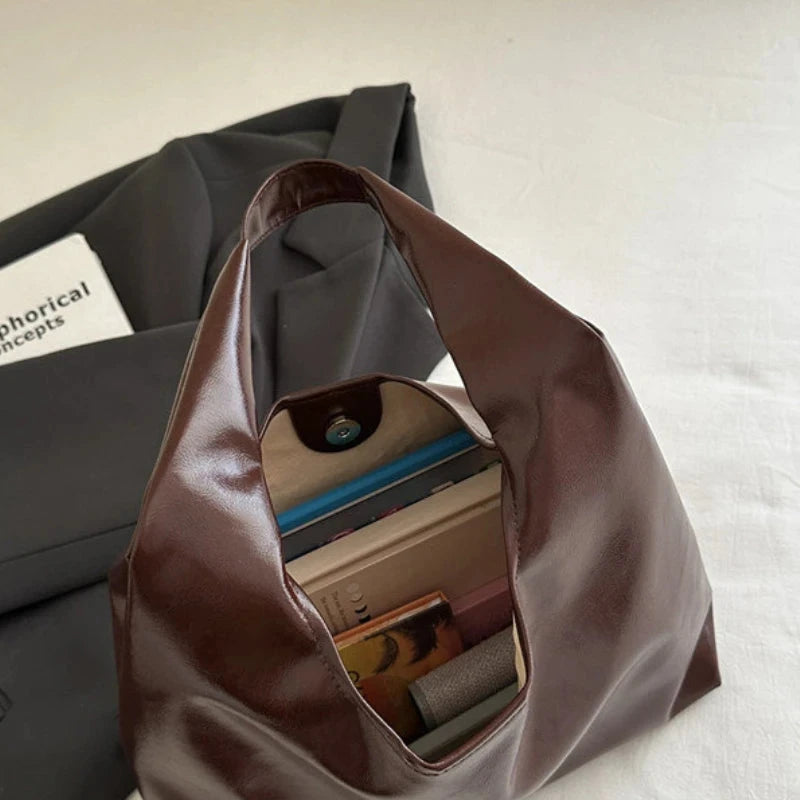 Large Capacity PU Leather Hobo Retro Red Bags Autumn Winter Shoulder Bag for Women 2025 New Trend Y2K Handbags and Purses Tote Women Treasure Bags Store