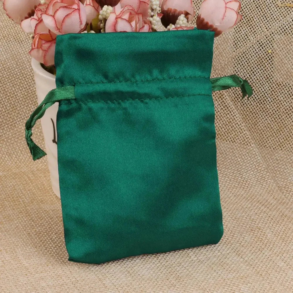 10/25/50pcs/lot Silk Jewelry Gift Bag Satin Drawstring Pouch For Wedding Party Candy Bag Luxury Jewelry Packing Organzabag Store Store