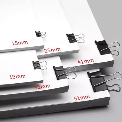 10pcs/set Black Binder Clips Foldback Metal Paper Clips Notes Letter Paper Document Grip Clamps Office School Binding Supplies Sun4rising Stationery Store