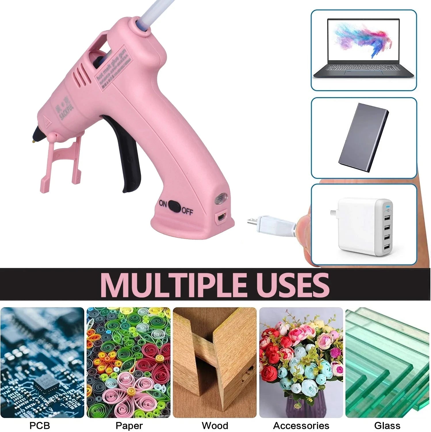 Cordless Hot Melt Glue Gun Child Hand Crafts Home DIY Repair Use 7mm Glue Stick Wireless Glue Gun 3.6V 2000mAh 60 min use time LM Tools Store