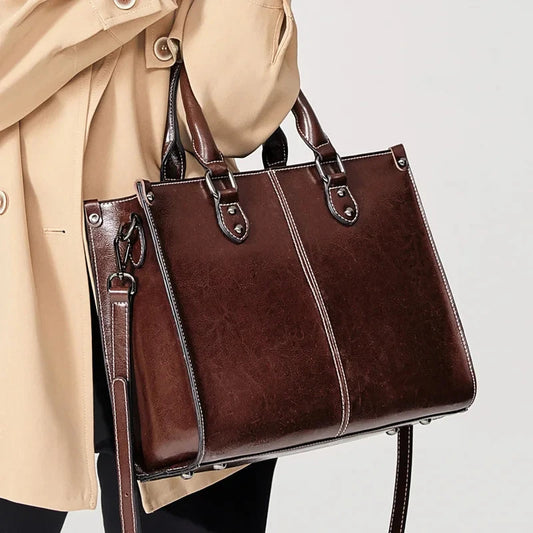 Women Handbag Cross body Shoulder Tote Bag Genuine Leather Shopping Fashion Office Female Real Cowhide Messenger Top Handle Bags BINLILAI Store