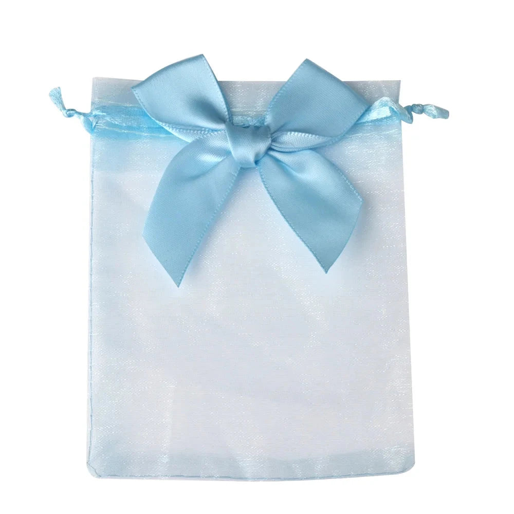 10/20/50pcs/lot New Organza Gift Bag Bowknot Christmas Party Wedding Candy Bags Exquisite Jewelry Packing Drawstring Pouch Organzabag Store Store