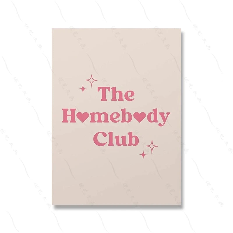 The Homebody Club Print Minimalist Heart Poster Ticket Trendy Living Room Decor Quote Aesthetic Apartment Wall Art Pictures Luckily You Store
