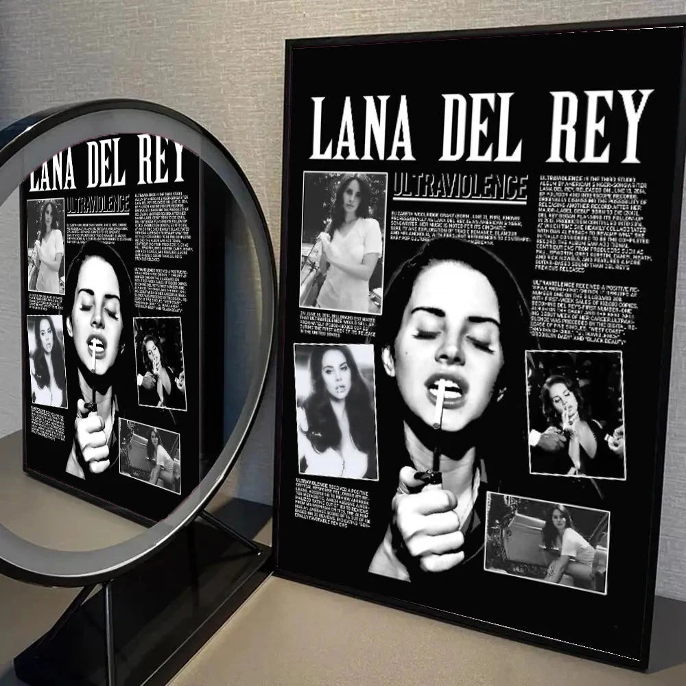 1pc Black And Pink Lana Del Rey Poster Self-adhesive Art Waterproof Paper Sticker Coffee House Bar Room Wall Decor Shop1104339945 Store