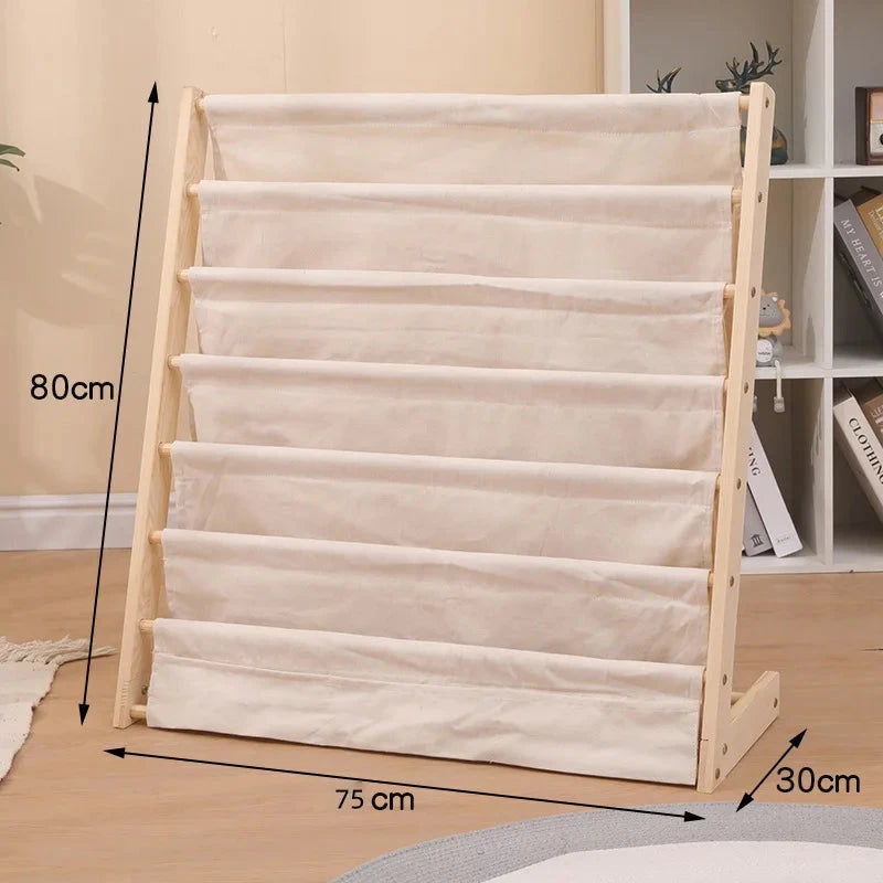 Solid Wood Children Bookshelf Multi-Layer Movable Shelf for Kids Storage Floor Standing Bookshelf Picture Book Rack Bookcase HowardHOME Store