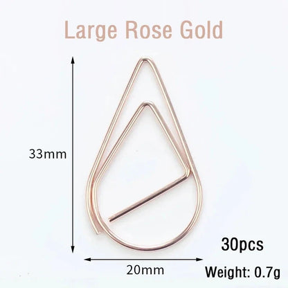 30/50pcs Paper Clip Mini Heart Gold Rose Gold Color Clip Bookmark Binder Office Accessories Paper Binder Clips Patchwork Clip Xianxin Stationery Store