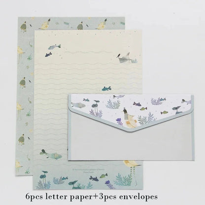 9pcs Cute Envelopes Set Kawaii Letter Pads DIY Postcard Wedding Invitation Card Paper Cover Korean Stationery Office Supplies Sun4rising Stationery Store