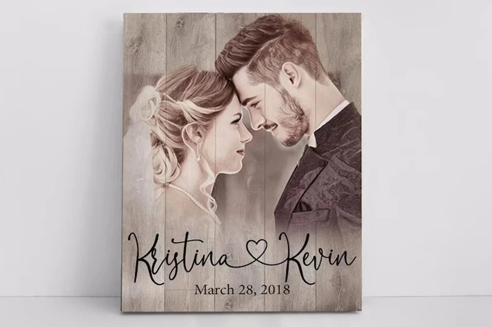 Personalized Wood Photo Frame Custom Photo Printed on Wood Slice Art Engrave Text Logo Home Decor Mothers Day Anniversary Gift Custom Home Decor Hub Store