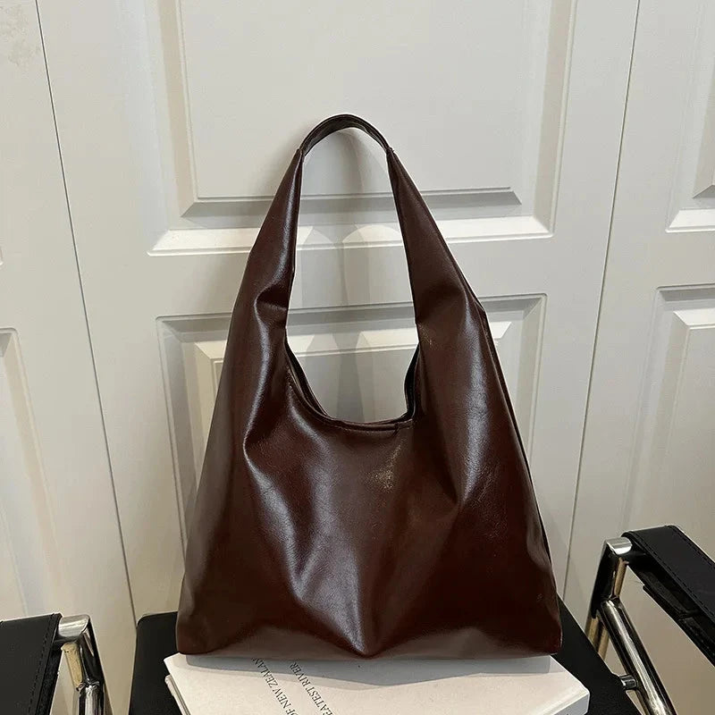 Large Capacity PU Leather Hobo Retro Red Bags Autumn Winter Shoulder Bag for Women 2025 New Trend Y2K Handbags and Purses Tote Women Treasure Bags Store