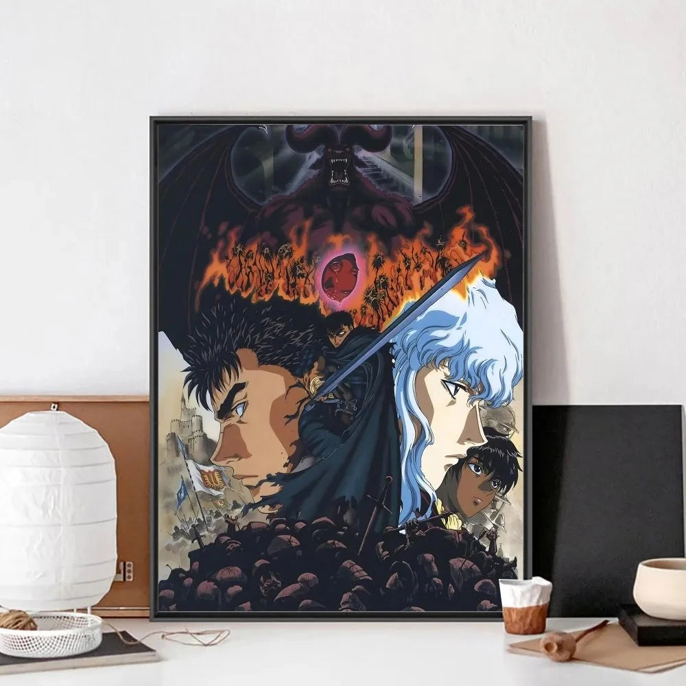 B-Berserk Japanese Anime Poster No Framed Poster Kraft Club Bar Paper Vintage Poster Wall Art Painting Bedroom Study Stickers LK034 Store