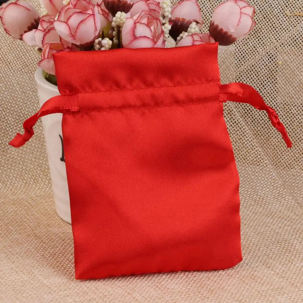10/25/50pcs/lot Silk Jewelry Gift Bag Satin Drawstring Pouch For Wedding Party Candy Bag Luxury Jewelry Packing Organzabag Store Store