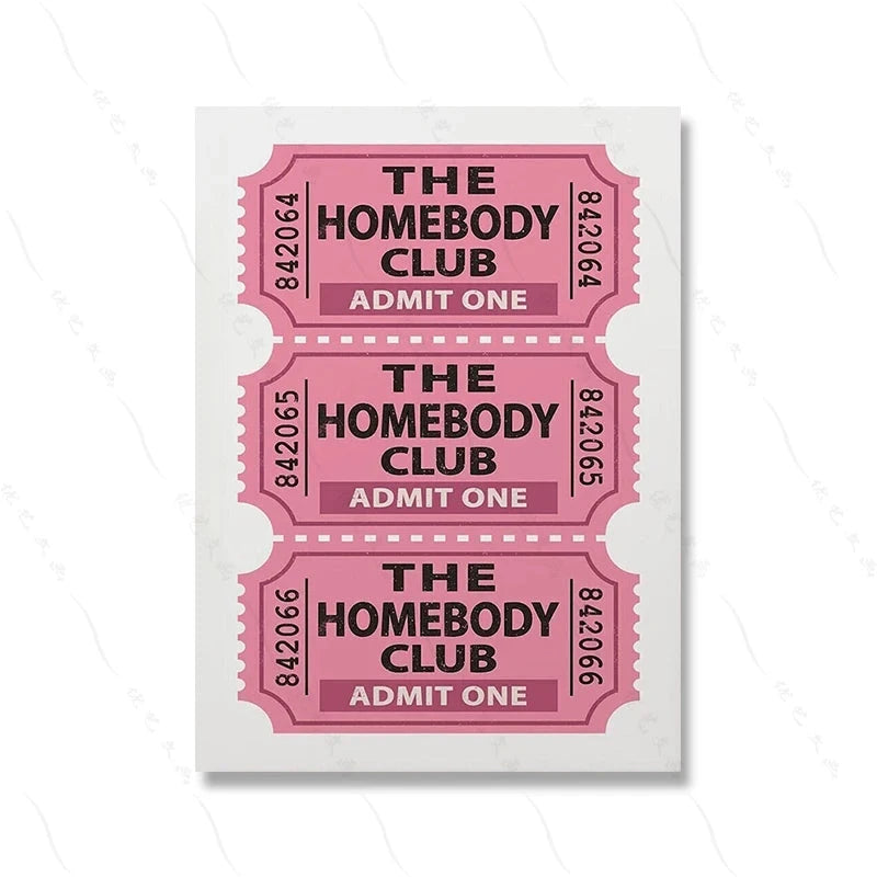 The Homebody Club Print Minimalist Heart Poster Ticket Trendy Living Room Decor Quote Aesthetic Apartment Wall Art Pictures Luckily You Store
