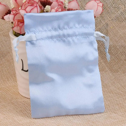 10/25/50pcs/lot Silk Jewelry Gift Bag Satin Drawstring Pouch For Wedding Party Candy Bag Luxury Jewelry Packing Organzabag Store Store