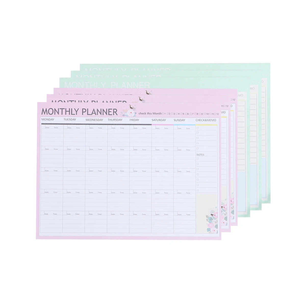 12 Months Monthly Planner Schedule Notebook Agenda Desk Calendar With Animal Flower Pattern Weekly Plan Memo Pad Random Color NextGear Store