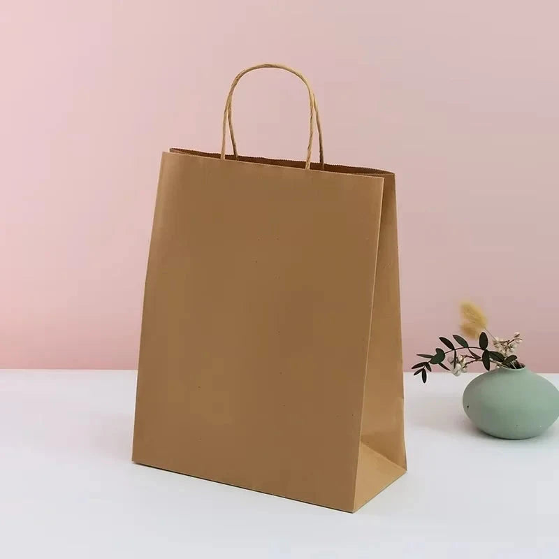 10/25/50pcs/lot Kraft Paper Bag with Handles Gift Packing Bags for Store Clothes Wedding Christmas Supplies Handbags Shop1104188054 Store