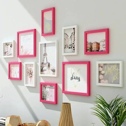 Living Room Photo Frame 11PCS American Wall Combination Wooden Hanging Picture Frame Creative Restaurant Home Decoration Marvellous Life Household Store