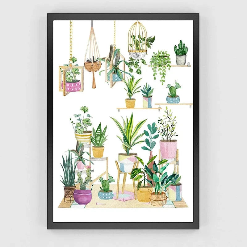1pc Green Botanical Leaves Interior Art Print Houseplants Nature Indoors Canvas Wall Home Decor Calming Poster Foliage and Plant YOUR COZY HOME Store
