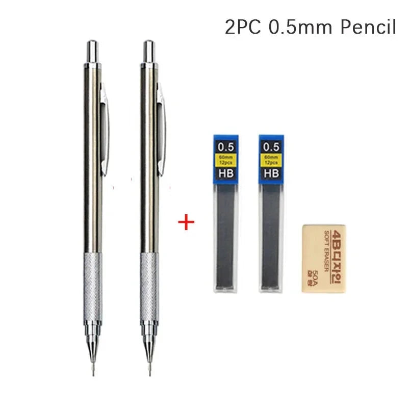 0.3 0.5 0.7 0.9 1.3 2.0mm Mechanical Pencil Set Full Metal Art Drawing Painting Automatic Pencil with Leads Office School Supply MROOFUL Official Store