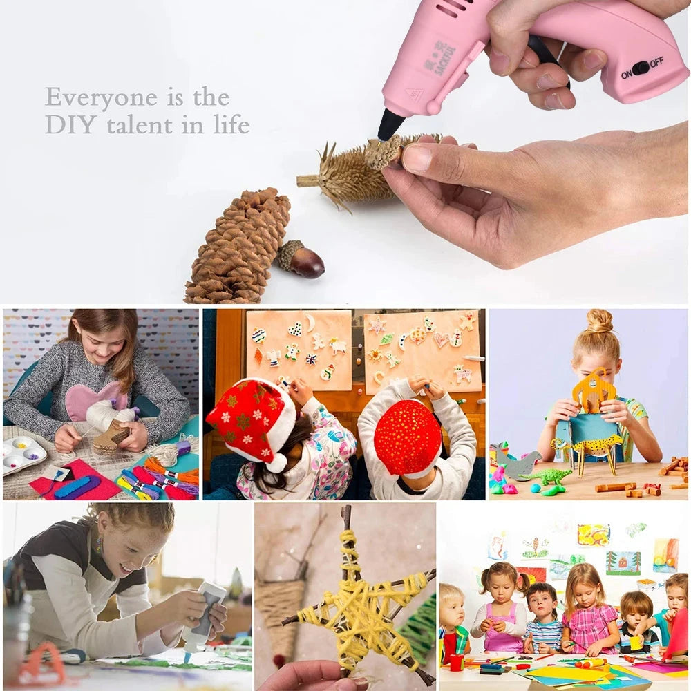 Cordless Hot Melt Glue Gun Child Hand Crafts Home DIY Repair Use 7mm Glue Stick Wireless Glue Gun 3.6V 2000mAh 60 min use time LM Tools Store
