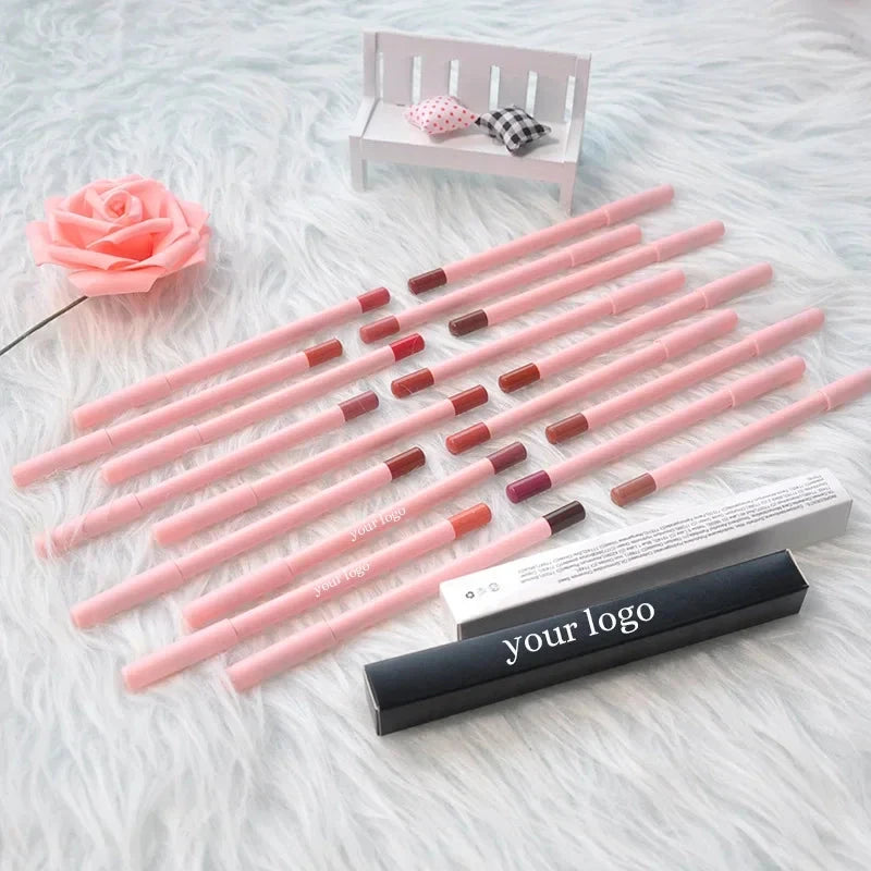 Private Label Pink Lip Liner Pencil Custom Logo Bulk 18-color Cosmetic Multi-functional Waterproof Pigment Lipstick Pen Makeup Onmay Store