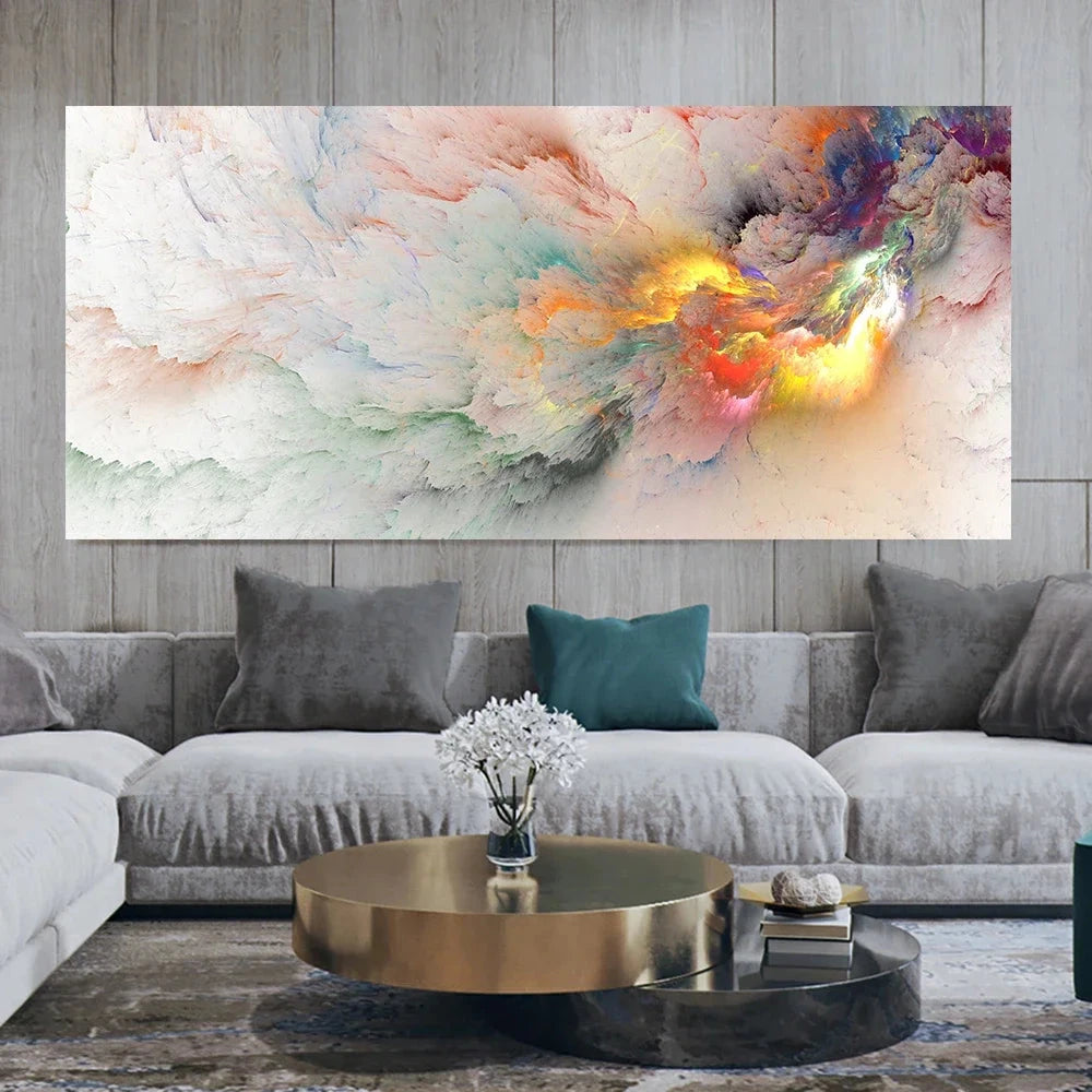 Grey Yellow Cloud Abstract Art Oil Painting Posters And Prints on Canvas Modern Art Independe Wall Picture For Living Room Decor HALFLEMART Posters Prints Painting Store