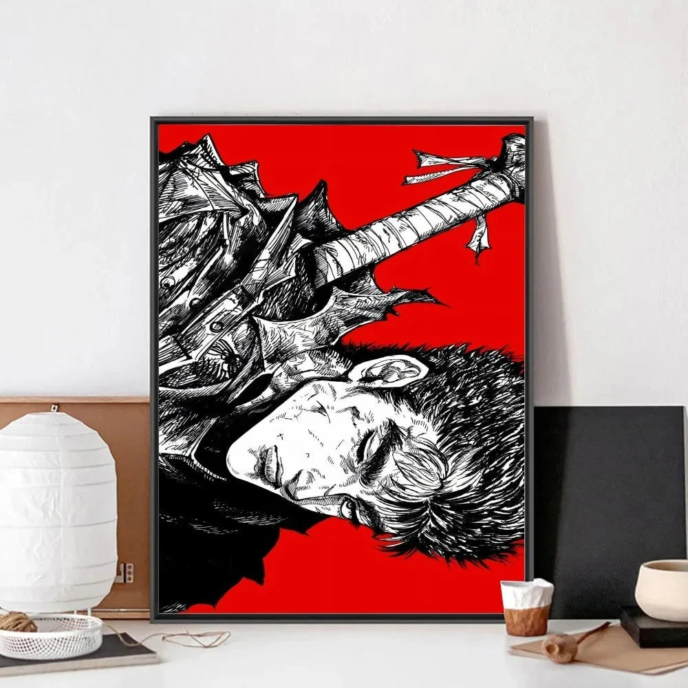 B-Berserk Japanese Anime Poster No Framed Poster Kraft Club Bar Paper Vintage Poster Wall Art Painting Bedroom Study Stickers LK034 Store