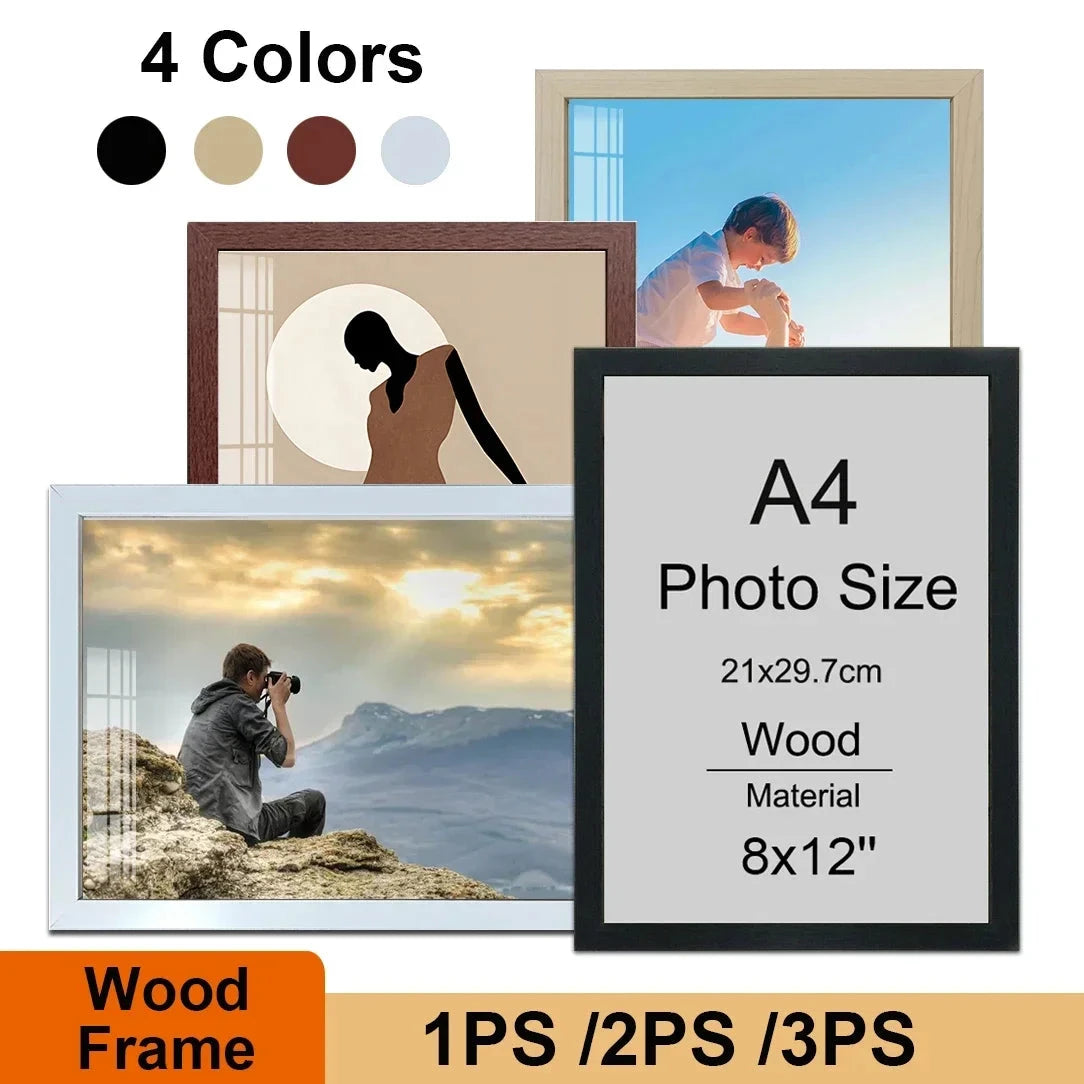 1/2/3/6PCS 8x12inch Wood Photo Frame A4 Black White Brown Certificates Frame family Picture Frame Home Decor Poster Frame Verynice0911 Store